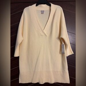 Chico’s NWT limoncello yellow v neck elbow sleeve size 1 (med 8/10), 100% cotton